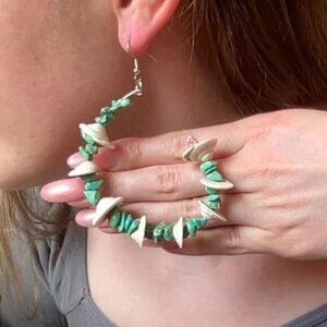 Handmade Green Shell Like Earrings